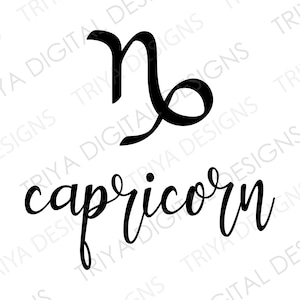 Capricorn SVG | Zodiac Sign, Sun Sign SVG Cut Files | Astrology Horoscope Hand Lettered Text | Digital DOWNLOAD