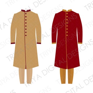 Indian Wedding Sherwani, Groom Suit SVG Cut File | Groom Outfit, Desi Outfit, Kurta PNG File | Gold and Red Clipart | Digital DOWNLOAD