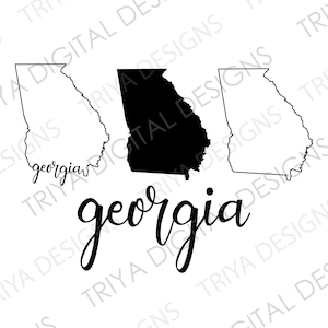 Georgia Outline with Text SVG Cut File | State of Georgia Outline SVG File | Instant Digital DOWNLOAD