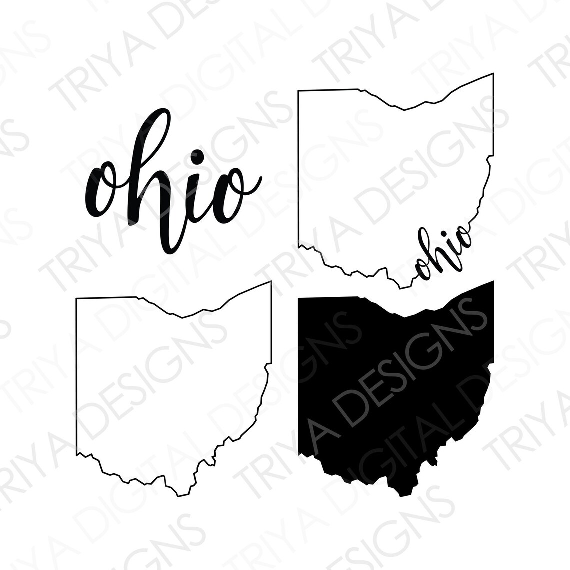 Ohio SVG Bundle Ohio Outline With Text Cut File State of | Etsy