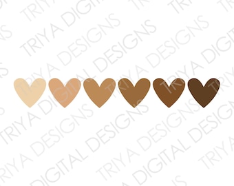 Colored Hearts SVG Cut File | Beauty in Every Shade PNG | T-shirt Print, Sublimation, Skin Tones, Love Shades | Instant Digital DOWNLOAD