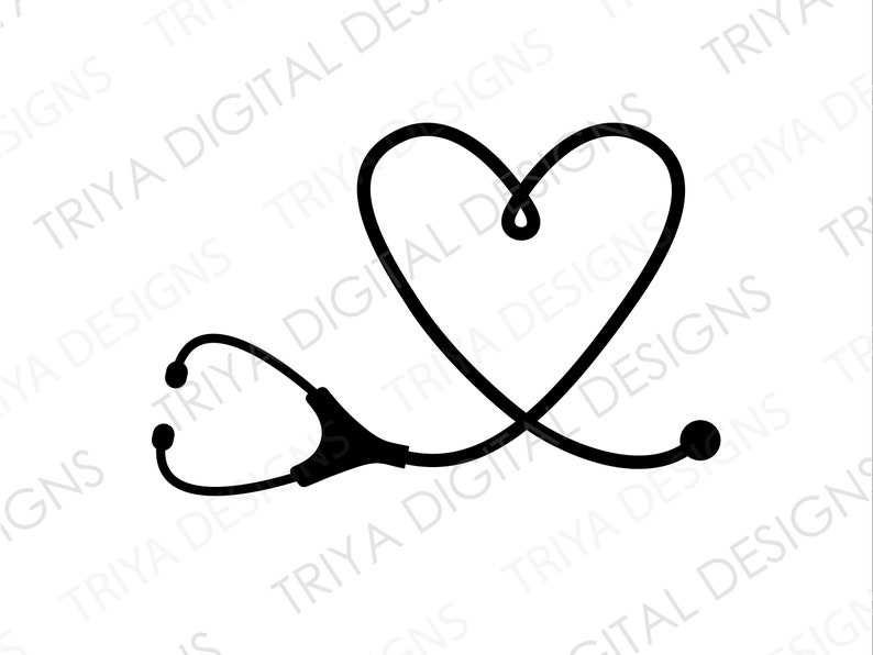 Stethoscope Heart SVG Cut File Stethoscope Monogram Heart Clip Art PNG ...