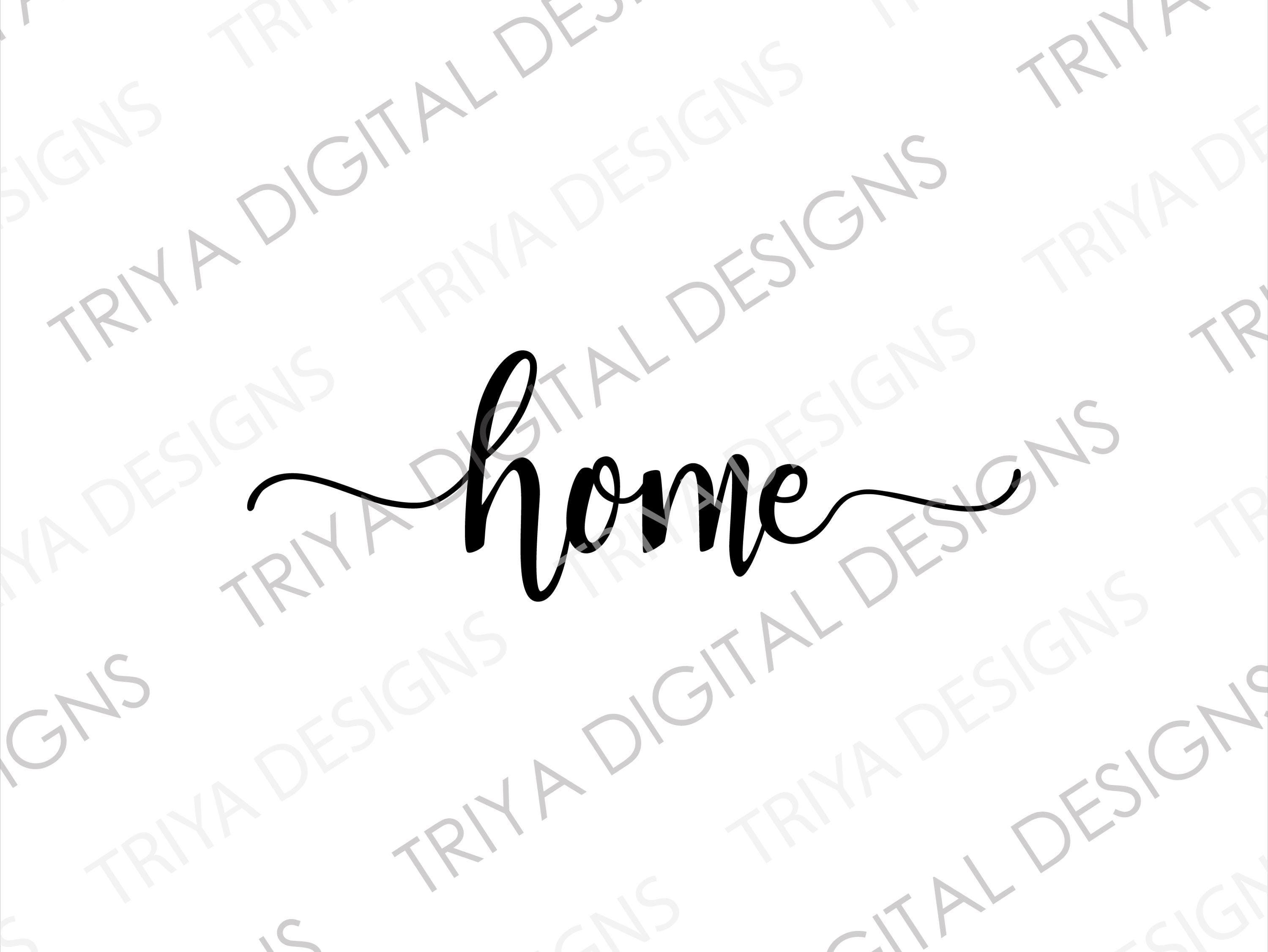 home SVG | Home Wall Print, Home with Tails, Fancy Home PNG Hand Lettered Cursive Text | Digital DOWNLOAD