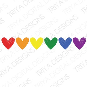Rainbow Hearts SVG Cut File | Pride Rainbow Hearts PNG | T-shirt Print, Sublimation, Pride Month, Rainbow Love | Instant Digital DOWNLOAD