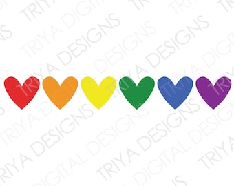 Rainbow Hearts SVG Cut File | Pride Rainbow Hearts PNG | T-shirt Print, Sublimation, Pride Month, Rainbow Love | Instant Digital DOWNLOAD