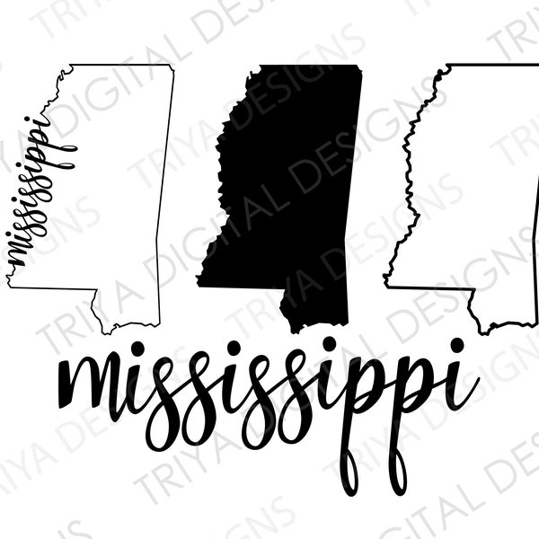 Mississippi SVG Bundle | Mississipi Outline with Text | State of Mississippi Outline SVG File | Instant Digital DOWNLOAD