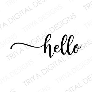 Hello SVG / Hello Hand Lettering, Front Door SVG, Hello Greeting Card / DOWNLOAD digitale / Hello Cursive, testo Hello carino