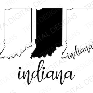 Indiana SVG Bundle | Indiana Outline with Text Cut File | State of Indiana Outline SVG File | Instant Digital DOWNLOAD