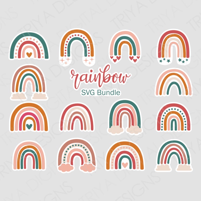 Download Boho Rainbow Svg Cut File Bundle Set Of 14 Instant Digital Download Pastel Rainbow Sticker Svg File Art Collectibles Digital Delage Com Br