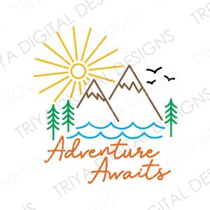 Adventure Awaits SVG with Outdoor Scene | Travel, Wandering, Exploring, Mountains, Adventure Awaits PNG | Digital DOWNLOAD image 4