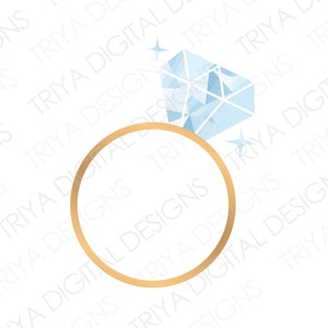 Diamond Ring PNG Print File Diamond Engagement Ring Clipart Instant Digital DOWNLOAD image 1