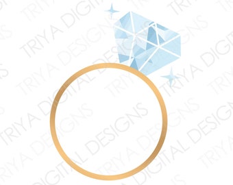 Diamond Ring PNG Print File | Diamond Engagement Ring Clipart | Instant Digital DOWNLOAD