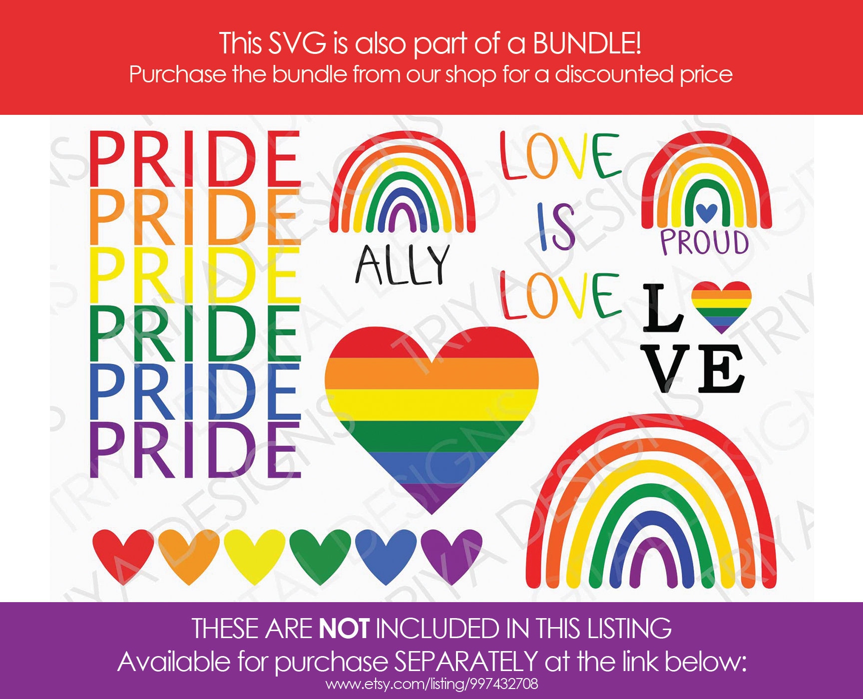 Rainbow Hearts SVG Cut File | Pride Rainbow Hearts PNG | T-shirt Print ...