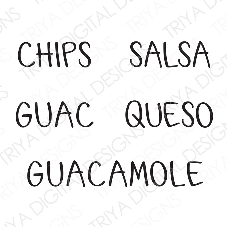 Chips Salsa Guac Queso SVG Bundle Mexican Foods SVG Cut File Etsy