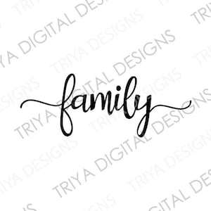 Può includere: Calligrafia in bianco e nero che dice "family".