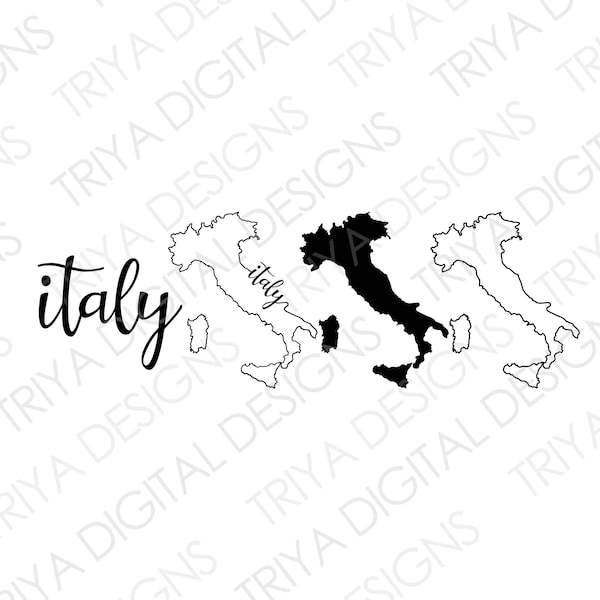Italy SVG Bundle | Italy Outline with Text Cut File | Italy, Italia Outline Png File | Instant Digital DOWNLOAD