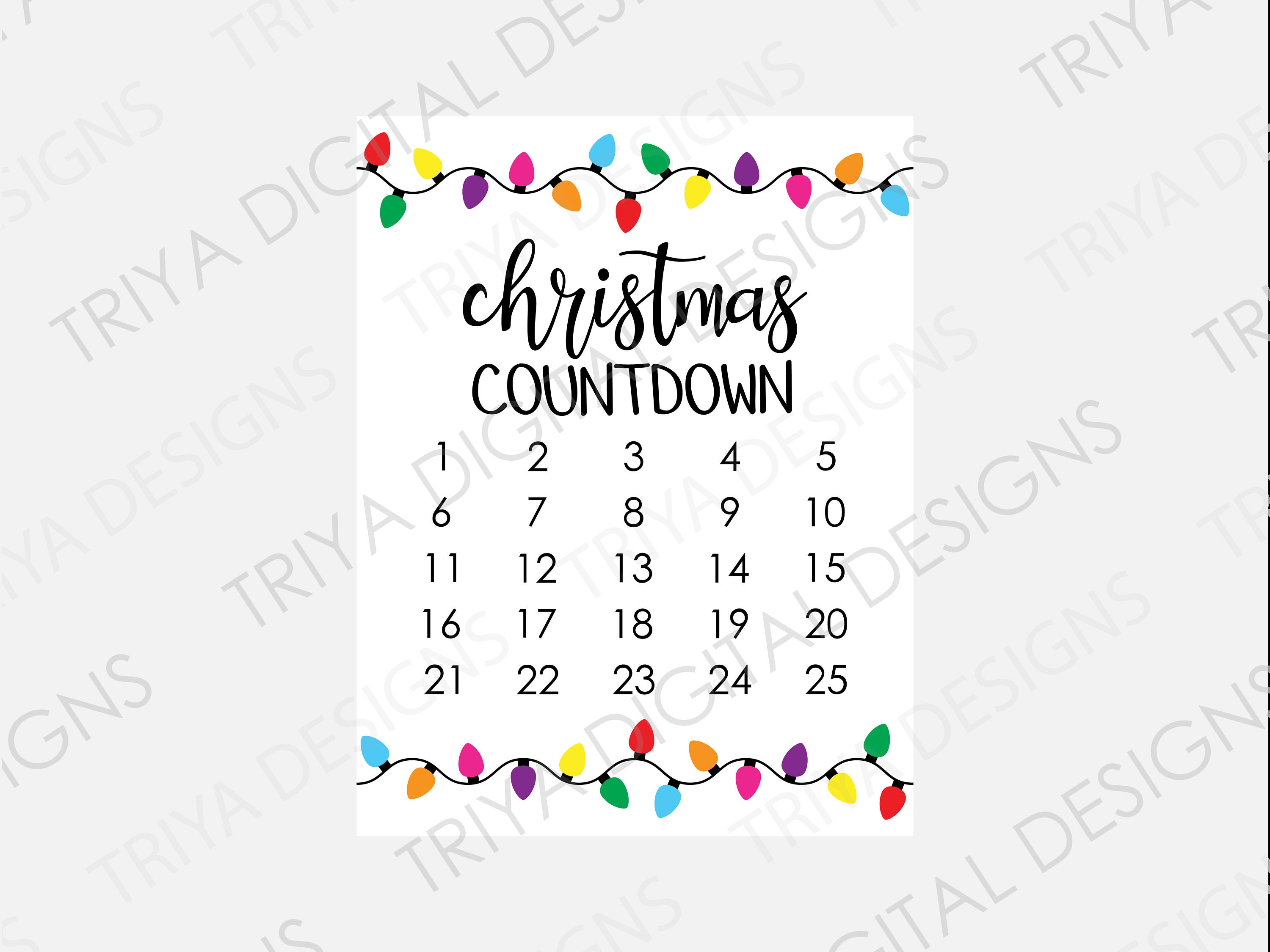 Christmas Countdown Calendar SVG Cut File Printable JPG Etsy