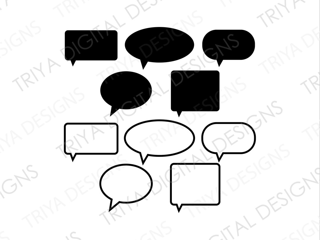 Speech Bubbles Clip Art SVG Cut Files Speech Bubble Shape Outlines PNG ...