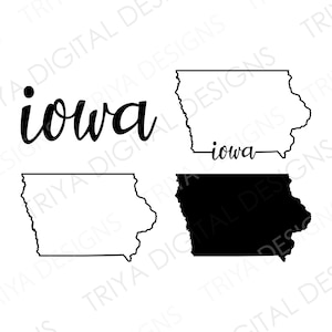 Iowa SVG Bundle | Iowa Outline with Text Cut File | State of Iowa Outline SVG File | Instant Digital DOWNLOAD