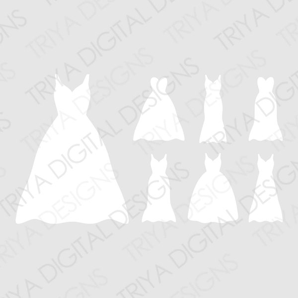 Wedding Dress Bundle | Wedding Gown SVG Cut File | Dress, Bride, Bridesmaid SVG Files | Instant Digital DOWNLOAD