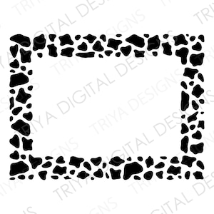 牛柄長方形フレーム SVG カットファイル | 動物柄フレーム SVG ファイル | インスタントデジタルダウンロード