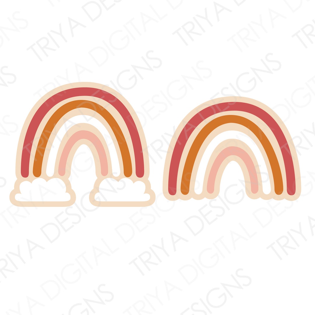 Bundle of Boho Rainbow SVG Cut Files Pastel Rainbow With Clouds Sticker ...