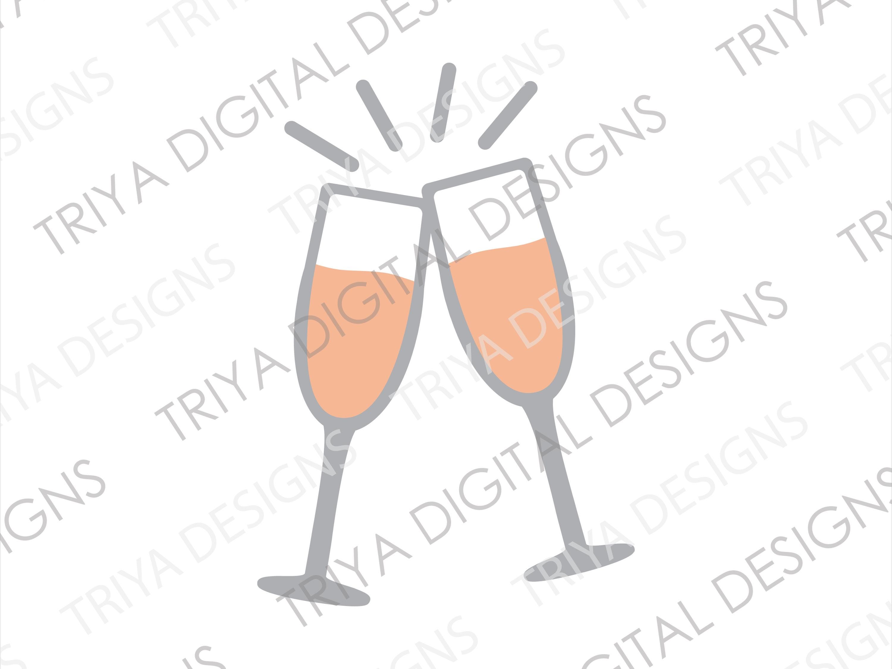 Champagne glass drawing - Etsy México, image size:3000x2252