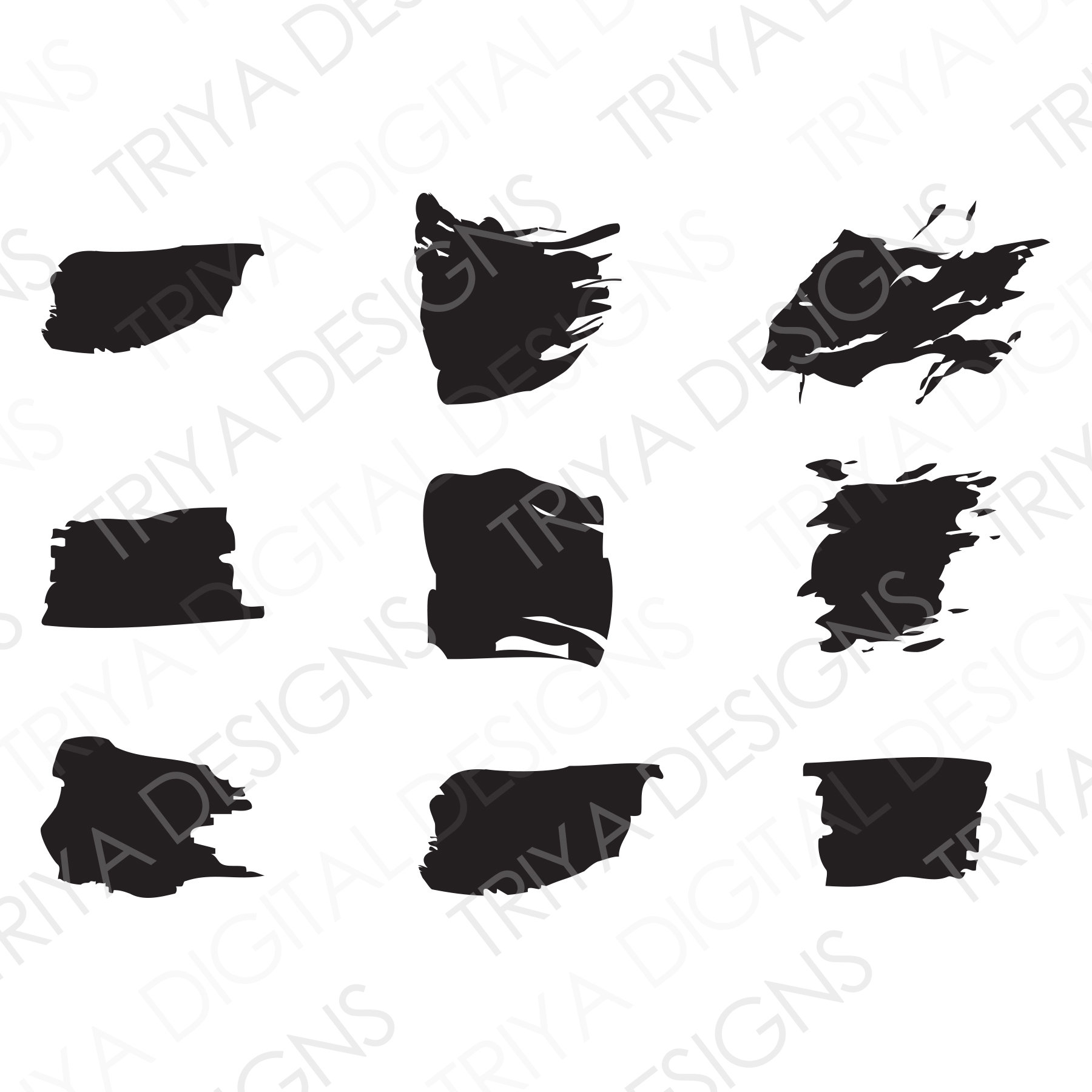 Paint Brush Strokes SVG Cut File Bundle Paint Brush | Etsy