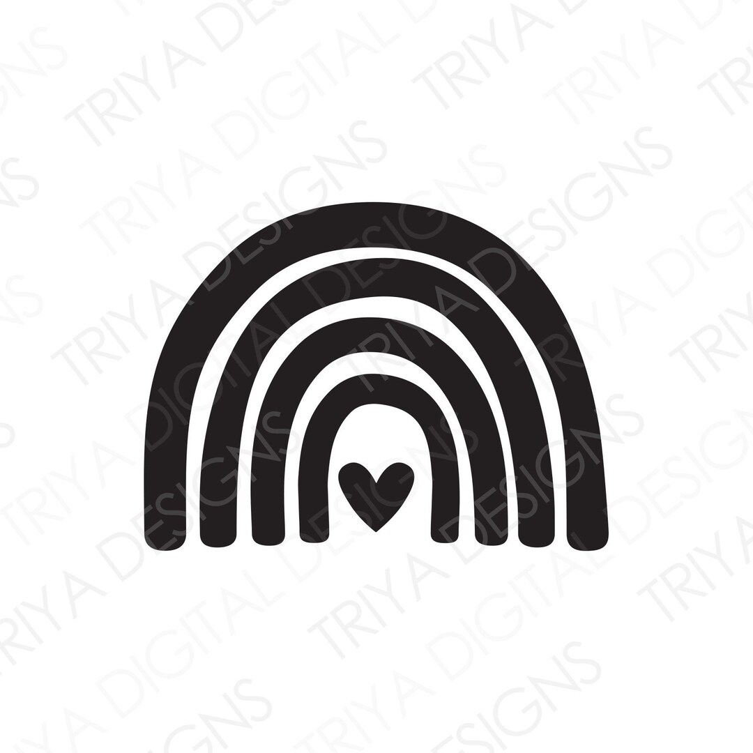 Rainbow With Heart SVG Cut File Boho Rainbow PNG Hand Drawn - Etsy Denmark