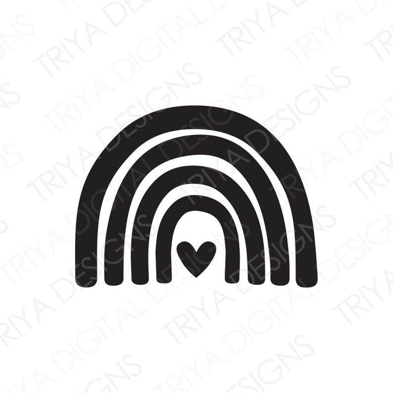 Download Boho Rainbow Svg File Rainbow With Heart Svg Cut File Instant Digital Download Drawing Illustration Digital Shantived Com