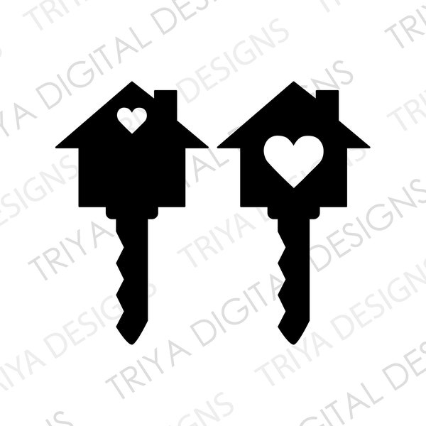 House Key With Heart SVG Cut Files | Lock Key Ornament PNG | Key Clipart, Keys Image, Key Ring, Key Vector Outline | Digital DOWNLOAD