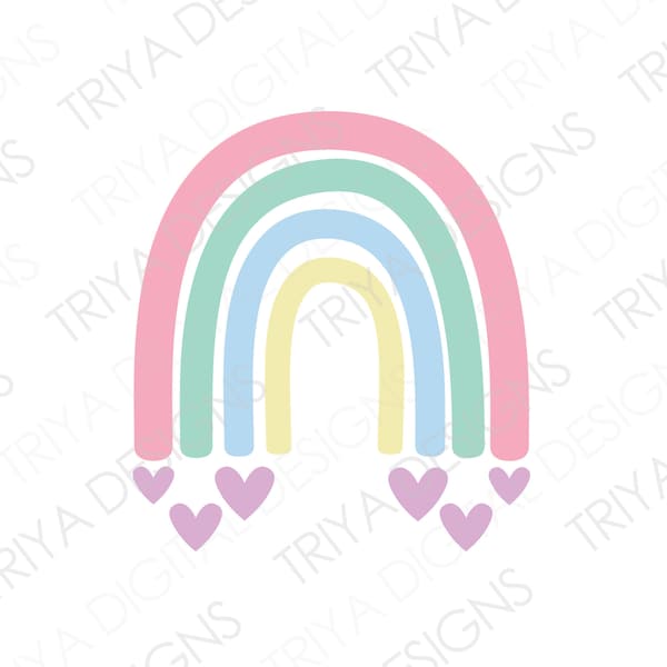 Pastel Rainbow Easter SVG Cut File | Boho Rainbow Sticker SVG File | Rainbow PNG Print File | Instant Digital Download