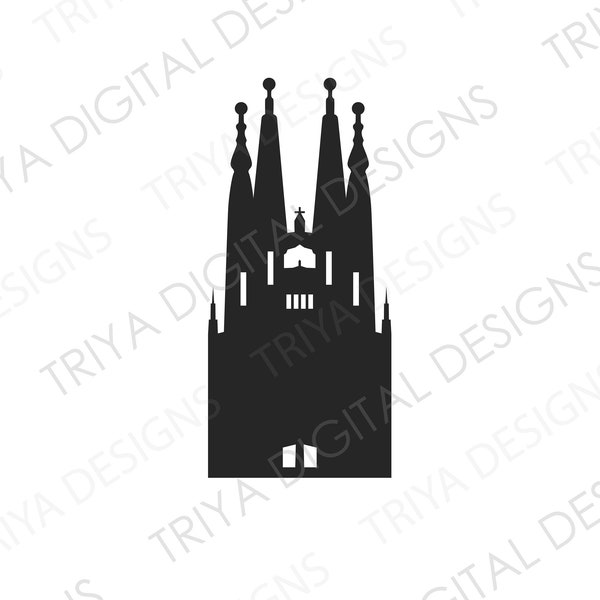 Sagrada Familia SVG Cut File | Barcelona Spain, Landmark, Travel, Clip Art PNG File | Instant Digital DOWNLOAD
