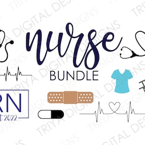 Nurse Bundle of SVG Cut Files | Nurse Clip Art PNG Files | RN, Doctor, Medical Supplies Clip Art | Instant Digital Download