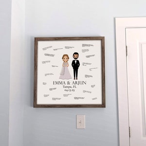 Printable Wedding Poster With Custom Couple Clip Art Personalized Desi ...