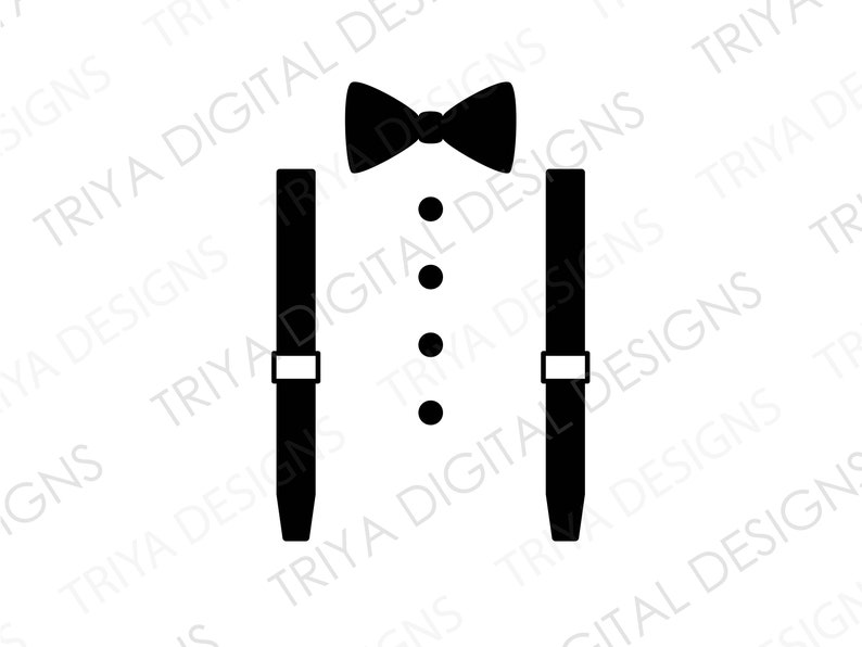 Suspenders and Bow Tie SVG Cut File Tie Groom Groomsman - Etsy