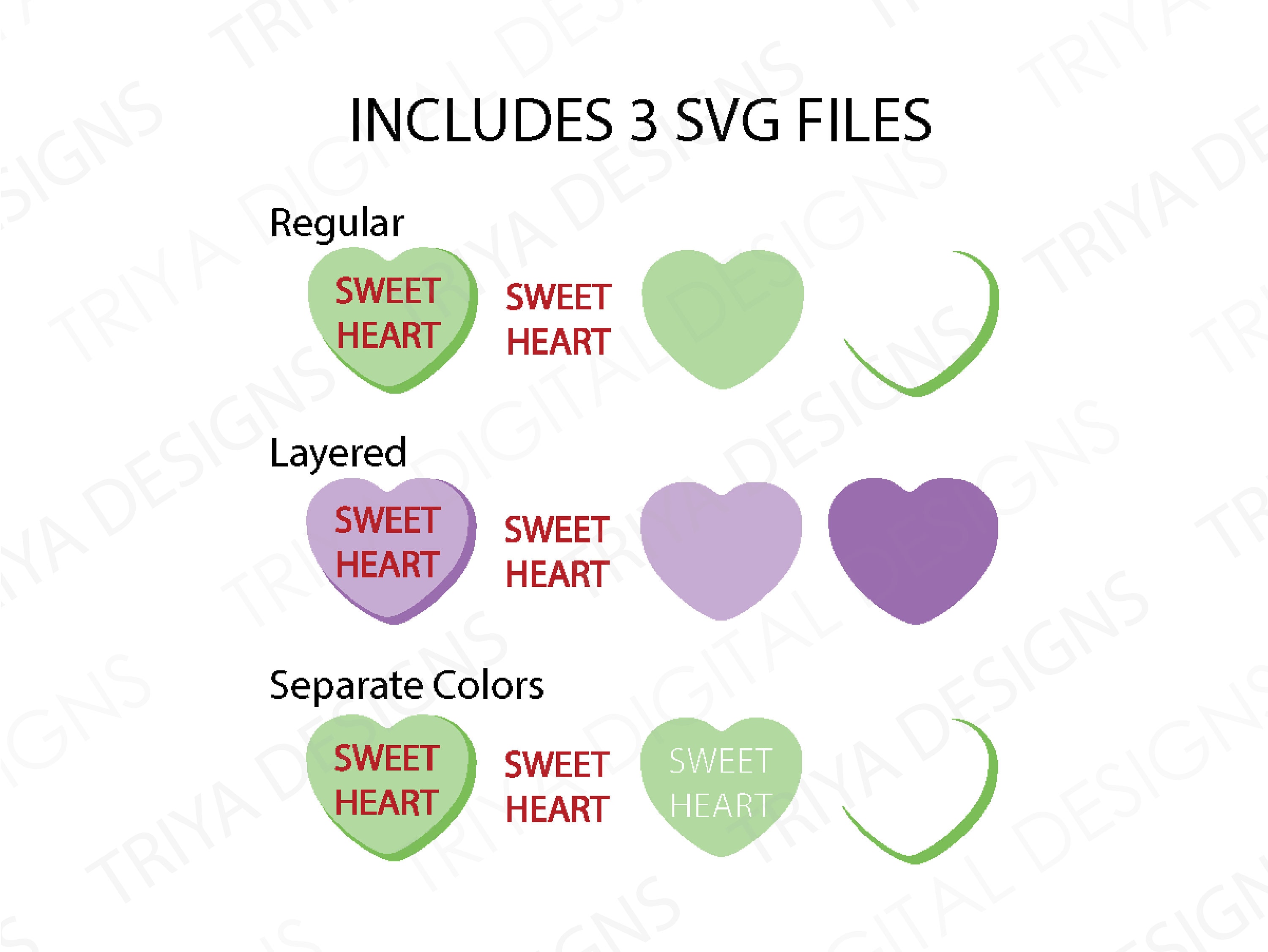 Candy Hearts SVG Cut Files | Set of 24 | Valentine's Day Sweethearts ...