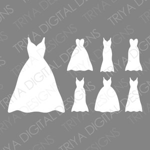 Wedding Dress Bundle Wedding Gown SVG Cut File Dress, Bride, Bridesmaid SVG Files Instant Digital DOWNLOAD image 3