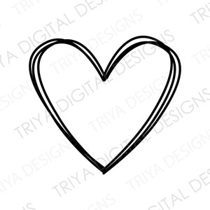 Puede incluir: Una forma de corazón dibujada a mano en blanco y negro con un doble contorno.