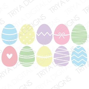 Easter Eggs SVG Bundle | Pastel Easter Egg Outlines | Digital DOWNLOAD PNG File