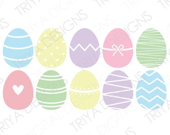 SVG-bundel paaseieren | Pastelkleurige paaseicontouren | Digitaal png-bestand DOWNLOAD