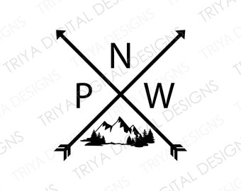 Pacific Northwest Arrows With Forest and Mountains | Washington, Oregon, Pacific North West, Arrows, Trees | Instant Digital DOWNLOAD