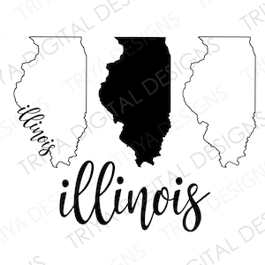 Illinois SVG Bundle | Illinois Outline with Text Cut File | State of Illinois Outline SVG File | Instant Digital DOWNLOAD