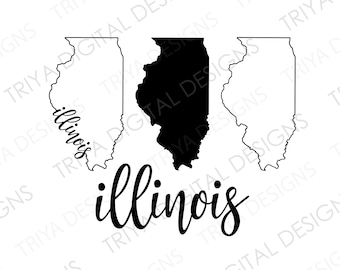 Illinois SVG Bundle | Illinois Outline with Text Cut File | State of Illinois Outline SVG File | Instant Digital DOWNLOAD