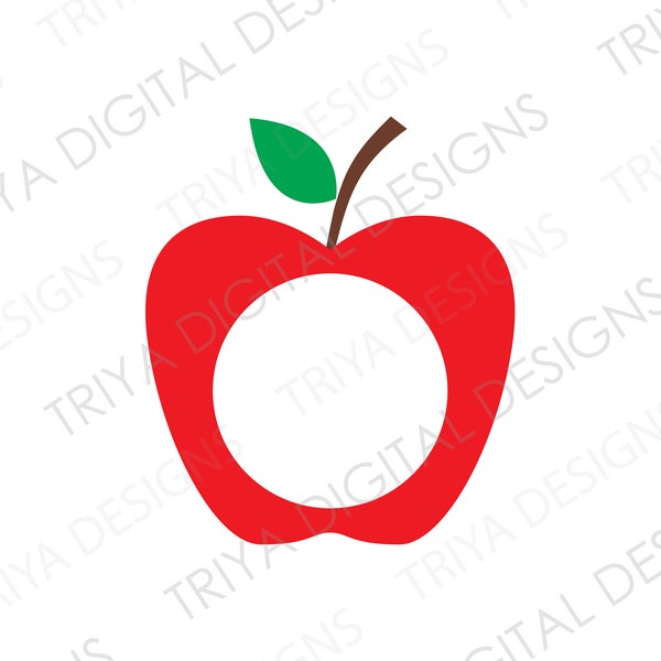 Apple Circle Frame SVG Cut File | Apple PNG, Red Apple Clipart, Teacher's Apple, Tumbler Logo Circle Border | Instant Digital Download