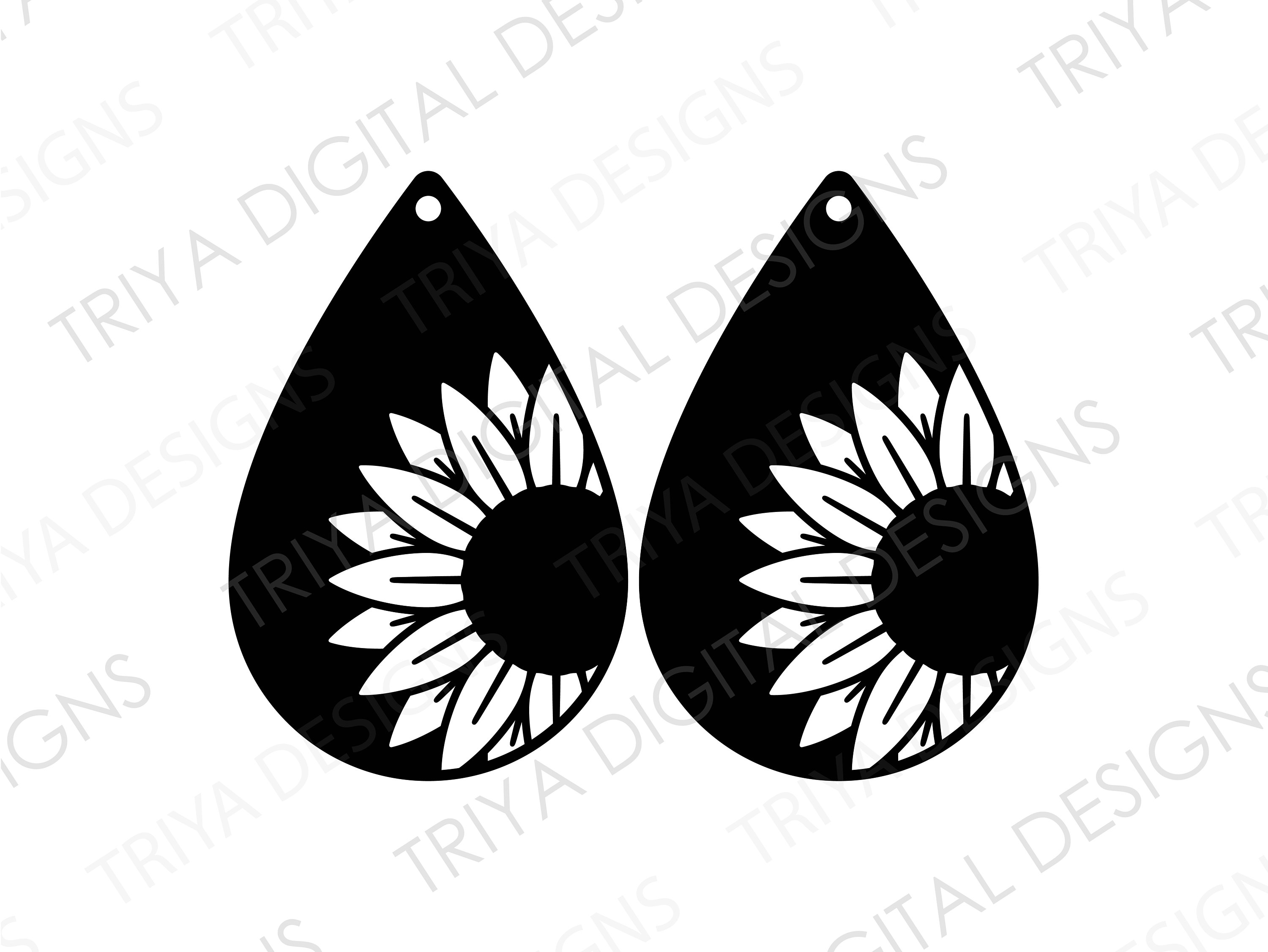 Sunflower Earrings SVG Cut Files Teardrop Tear Shape Etsy