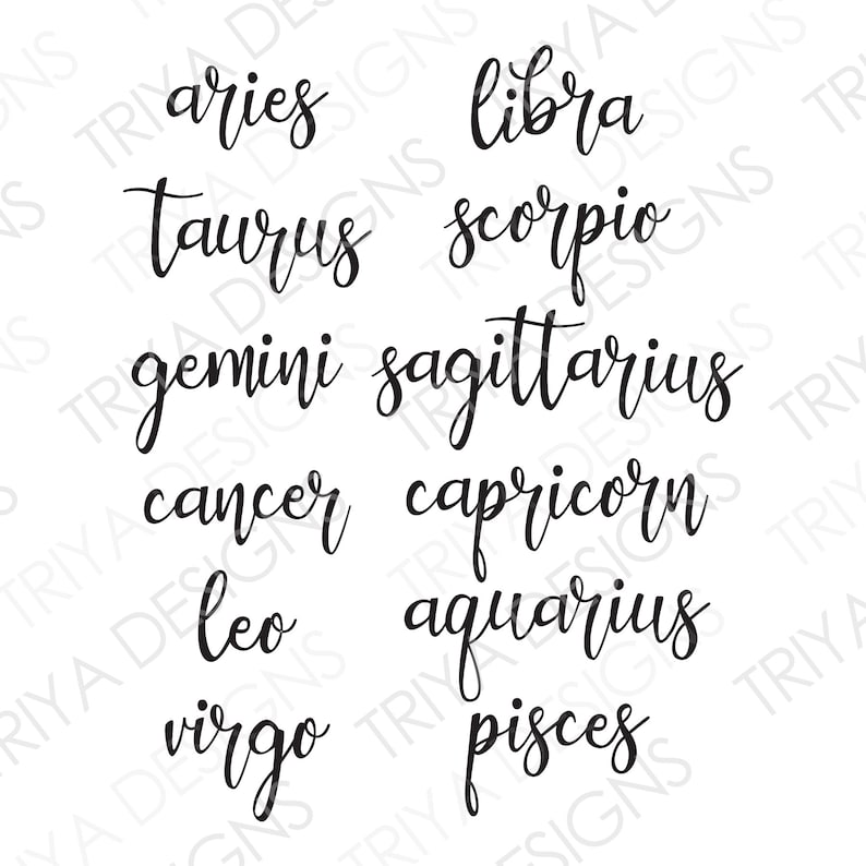 Zodiac Signs | Sun Sign SVG Cut Files | Astrology Horoscope SVGs | Digital DOWNLOAD image 2