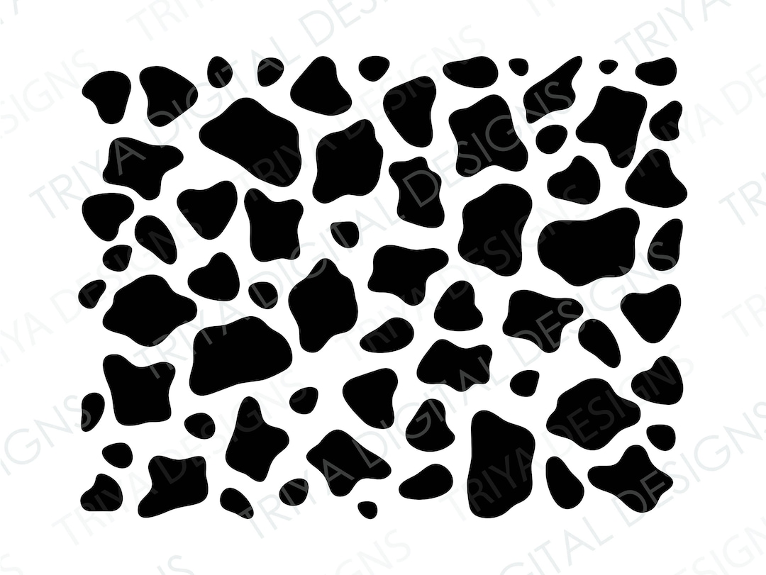 Cow Print SVG Cut File | Cow Spots Print PNG Files, Black Animal Print ...