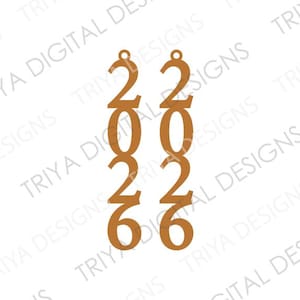 2026年と2025年のイヤリングSVGカットファイル | 2026年卒業予定PNGプリント＆カットファイル、Cricut Glowforgeレーザーカット | デジタルダウンロード