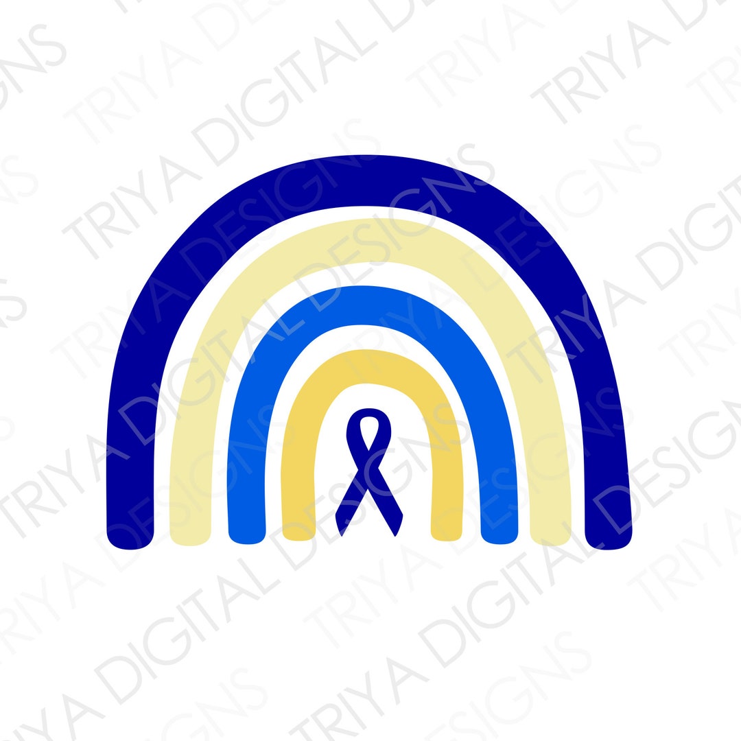 Navy and Yellow Rainbow With Ribbon SVG Cut File | Down Syndrome ...